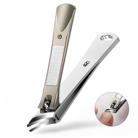 Slanted Curved Blade Ingrown Toenail Clippers for Thick Toenails, Angled Toe Nail Fingernail Cutter Trimmer for Seniors and Men - Champagne