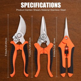 Paragonplast Pruning Shears Set for Gardening with Safety Lock, Sharp Steel Blades, Non-Slip Handle, Stainless Steel Garden Shears & Yard Tools for Flowers, Branches, Bushes, Fruits & Vegetables