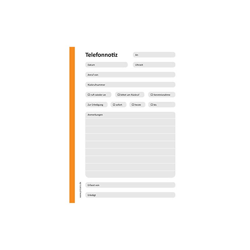 PRICARO 5 x A6 Orange Telephone Memo Pad