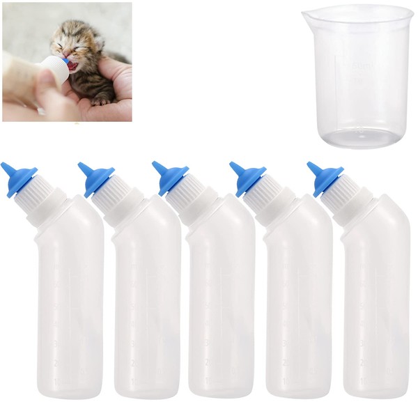 Jiaxix 5Pack Pet Nursing Bottle with Blue Mini Feeding Nipple