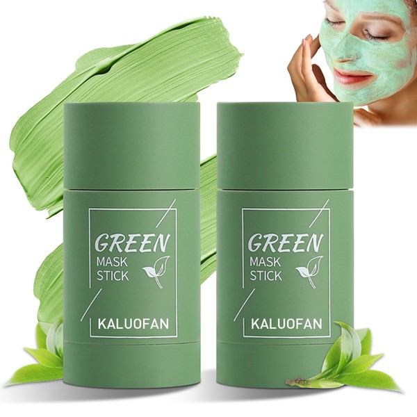 Green Mask Stick, Kaluofan 2 Pieces Skincary Green Mask Stick, Green Tea Deep Cleanse Mask, Mask Stick, Purifying Clay Green Tea Mask, Moisturising Nourishing Skin