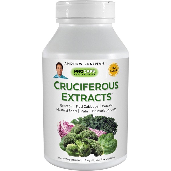 ANDREW LESSMAN Cruciferous Extracts 180 Capsules – High Levels of Glucosinolates and Sulforaphane from Broccoli, Red Cabbage, Mustard Seed, Wasabi, Brussels Sprouts and Kale Extracts, No Additives