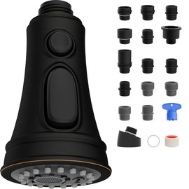 Hibbent Kitchen Faucet Head Replacement, NSF/ANSI/CAN 61 & CUPC Certified, 3 Function Pull Down Faucet Sprayer Nozzle - 15 Adapters Compatible with Moen, Delta, Kohler, Oil-Rubbed Bronze