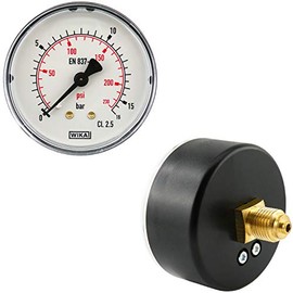 Fittingteile - Horizontal pressure gauge Ø 40, 50, 63 mm - Class 2.5 for compressed air and vacuum (diameter: Ø 50 mm - display range: 0 to 10 bar)