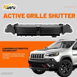 KUAFU Grille Shutter Assembly Compatible with 2014-2018 Jeep Cherokee SUV Replacement for 68164480AD 68246267AB W/O Motor Front Lower Bumper Radiator Air Shutter Black
