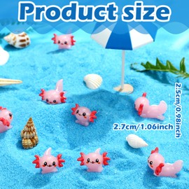 24 Pcs Pink Mini Axolotl Resin Figurine Miniature Axolotl Charm Tiny Animal Figures Ornament Mini Animals Figures to Hide Cupcake DIY Craft Decoration Gift Birthday Party Favor
