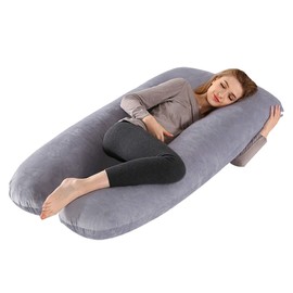 LONABR U-Shape Pregnancy Pillows 55 Inch Maternity Pillow with Washable Velvet Cover Nursing Support Cushion,Support for Back, Hips, Legs, Belly for Pregnant Women Side Sleeping