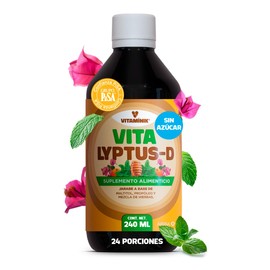Vitaminik Vitalyptus-D, Jarabe para Tos Sin Azúcar 240 ml | Con Maltitol, Propóleo, Eucalipto, Gordolobo y Bugambilia | 240ml