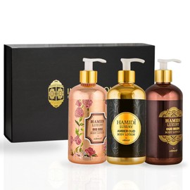 Hamidi 3PCS Luxury Body Lotion Trio Gift Set Magnetic Box Ultra Moisturizing, Skin-Nourishing, Replenishes Dry Skin. (Pack Of 3)