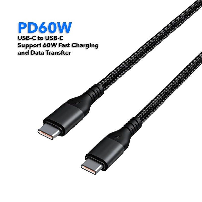 Life-Tech 60W USB-C to USB-C Nylon Braided Fast Data/Charger Cable