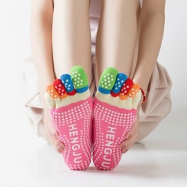 Non-slip Colored Yoga Socks - Open Toe, Open Back, Professional Grip, Five-Finger Toeless for Women Size/Open Toe - Solid Beige 30ea