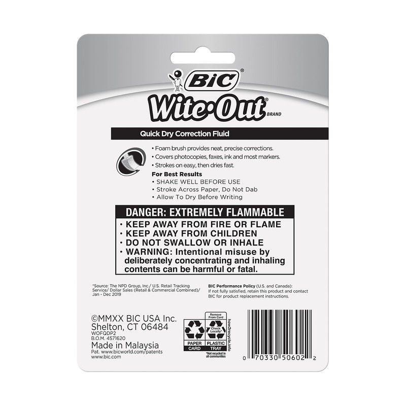 BIC 781671 Wite-Out Quick Dry Correction Fluid 2/Pack (WOFQDP24-A-WHI)
