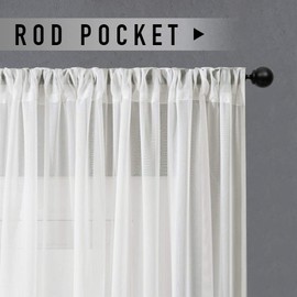 MRTREES Short Sheer Curtains 36 inch Length Kitchen Tier Curtains Light Filtering Rod Pocket Voile Cafe Curtains for Basement Bathroom Small Half Window (2 Panels, 34" W x 36" L, Off White)