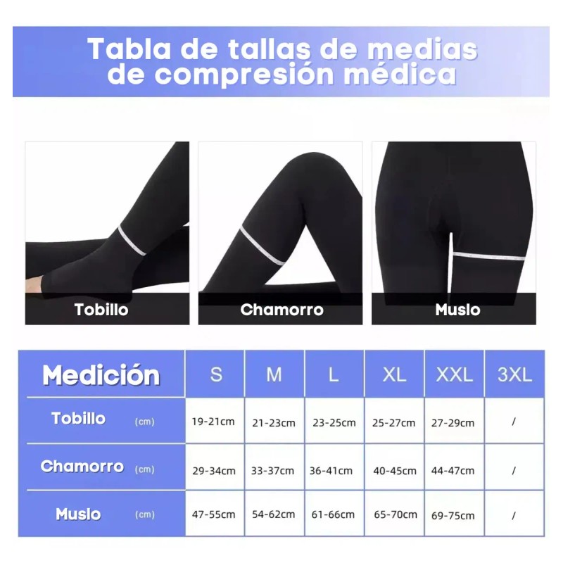 2 Pares Medias Médicas Compresión Piernas Muslos, 23-32 M
