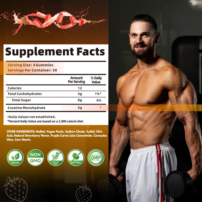 Nutravita NSF Certified Creatine Gummy - Creatine Monohydrate Gummies for