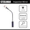 Steelman 24-inch Lighted Inspection Mirror Tool, Flexible Shaft with Thumb