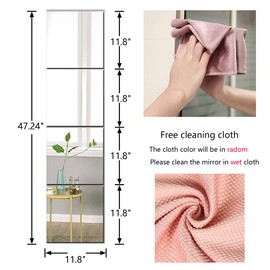 Full body Wall Mirrors, 4pcs 12x12 Removable Acrylic Plexiglass Wall-Mounted Frameless Mirror Wardrobe Full BodyLarge Long Mirror Home Workout Gym Mirror for Walls Dorm Floor Tile Self Adhesive