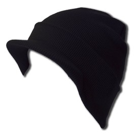 TOP HEADWEAR Black Cuff Beanie Visor Cap