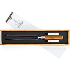 Forged Olive Meat Fork 32 cm in Wooden Box