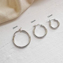 Shuxin Silver Hoop Earrings Set for Women, 3 Pairs 925 Sterling Silver Hoop Earrings Set, Hypoallergenic Huggie Hinged Unisex Small Sleeper Hoops for Women Men, Diameter in 13/16 / 20mm