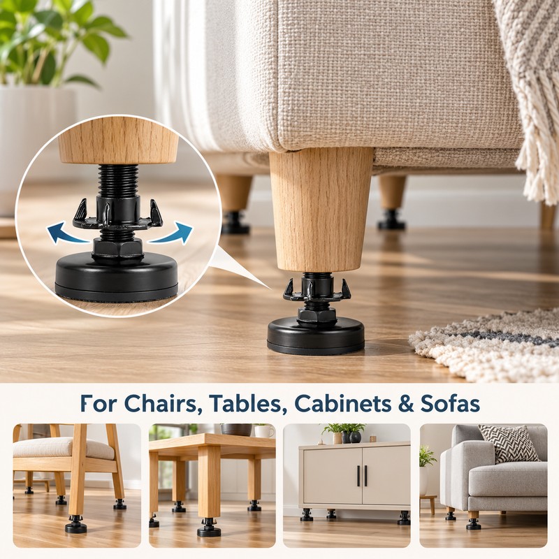 Adjustable Furniture Leveling Feet for Tables, Chairs & Sofas –