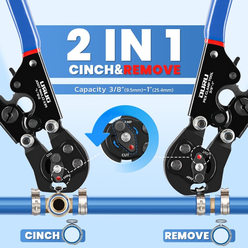 OURU 2 IN 1 Ratchet Pex Crimping Tool Cinch and