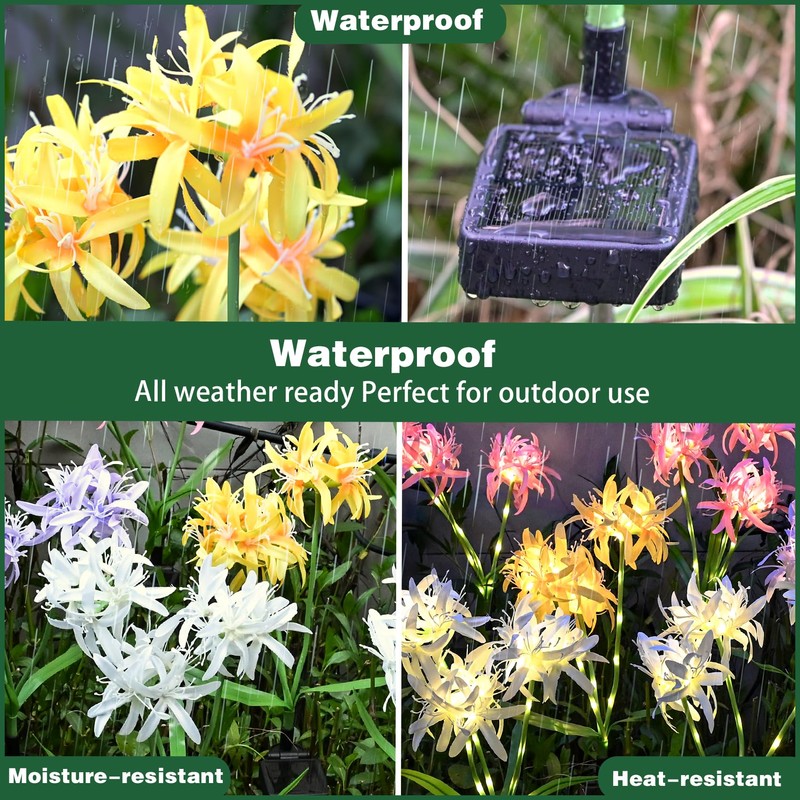 DooYard Solar Spider Lily Flower Lights Outdoor Waterproof 2 Pack,