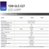 Bright Source Non-Dimmable Opal Frosted LED GLS Bulb, 15W, 1521lm,