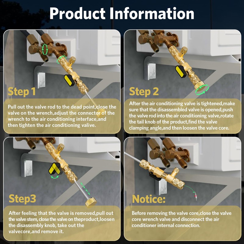 HTOMT Valve Core Remover Installer Tool with Dual Size SAE