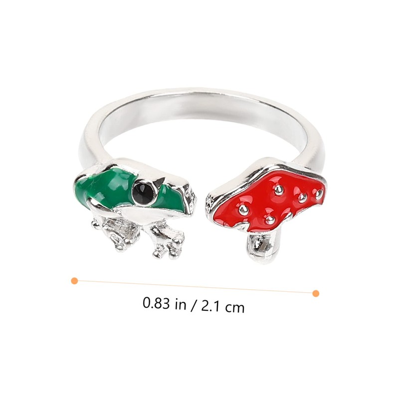 Healeved Mushroom Frog Adjustable Ring Unique Aesthetic Jewelry for Women