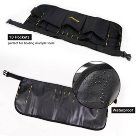 NEWISHTOOL Oxford Pocket Apron, 13 Pockets Work Waist Tool Apron, Duty Car Wrap Tools Bag for Film Application and Sign Making, Adjustable Waist Strap Tools Pouch and Gloves for Adults