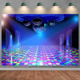 Disco Party Backdrop 10X8FT 70s 80s 90s Party Disco Lights Stage Background Birthday Party Music Dance Disco Theme Party Banner Decorations Photo Shoot Props