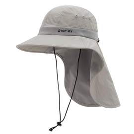 TOP-EX Mens Cooling Sun Hat for Big Heads Oversized Wide Brim UV Protection Cap with Neck Flap Outdoor Hiking Fishing Lawn Boating Golf Hat for Large Head Men Grey XL/XXL