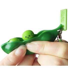 Acerich 3 Pack Edamame Keychain Fidget Toys - Squeeze-a-Bean Puchi Puti Mugen Keyring Pea Keychain Soybean Toys Gift