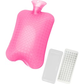 KENOU Water Pillow, 11.8 fl oz (3,000 ml), Height 11.8 inches (30 cm), Width 8.7 inches (22 cm), PVC Water Pillow, For Adults, Kids, Eco-friendly, Reusable (Clear Pink + Ice Tray)