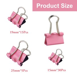 50pcs Colored Binder Clips, Upgrade Your Organization with 3 Sizes Metal Foldback Clips, Colorful Bulldog Clips, Colored Metal Binder Clips, Stationery Clamps for School & Office (15mm/19mm/25mm)