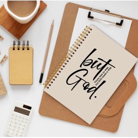 BESERH Inspirational Christian Bible Journals for Women Men, but God Christian Cream Notebook, Prayer Journal for Women Men, Bible Notebooks for Note Taking, Spiral Notebook 5.5x8.3 with 164 Pages