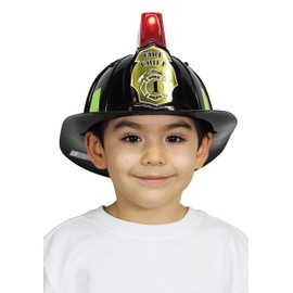 Aeromax Fire Fighter Black Helmet W/Lights & Siren Costume Hat Child