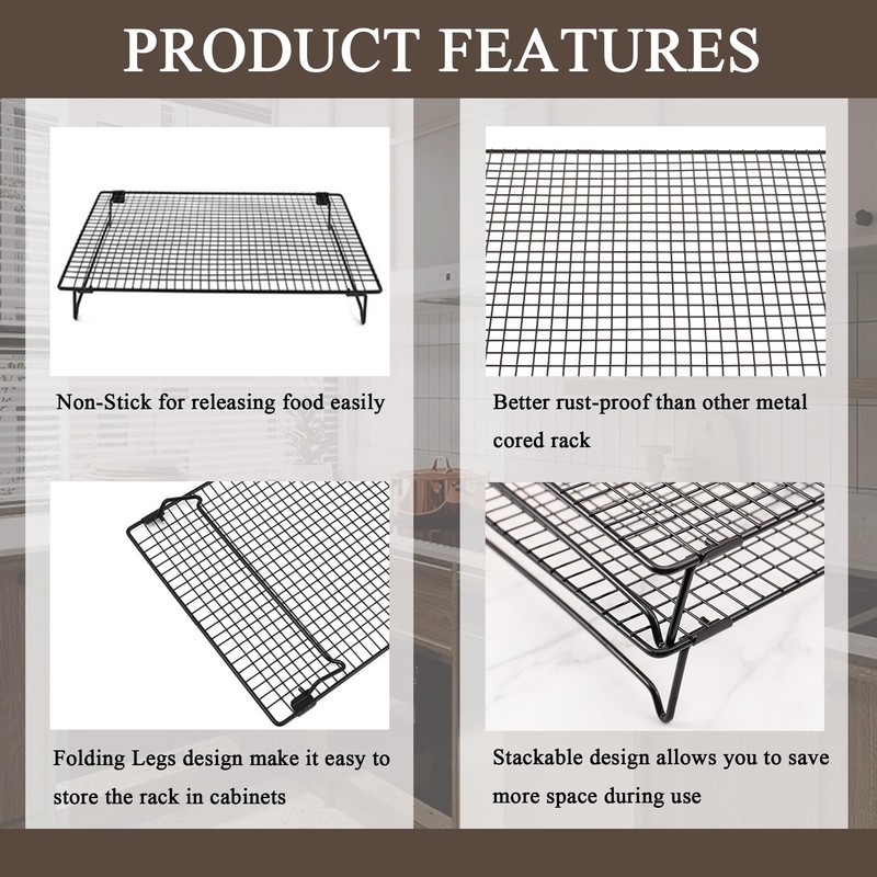 budimer Set of 2 Cooling Racks with Folding Legs，for Cooking,