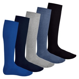 Footstar Everyday! Unisex Knee Socks – 5 Pairs Cotton Socks for Men and Women - 43-46