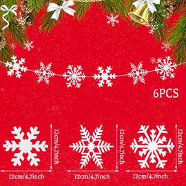 Hillylolly Snowflakes Garland, Snowflakes Decoration, 6 x 1.9 m Snowflakes Hanging, Snowflakes Christmas, Snowflakes Christmas Tree, White, for Christmas, New Year, Winter Decoration