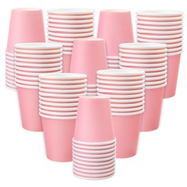 Iuuidu 3 oz Paper Cups, 100 Pack Pink Bathroom Cups, 3 oz Mouthwash Cups Small Cup, Bath Rinse Paper Cups for Home, Office, Wedding, Travel