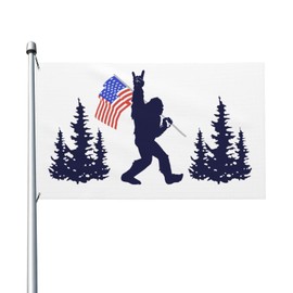 Funny American Flag Blue Bigfoot Sasquatch Double Sided Banner 3x5FT Banner Breeze Flag Garden Flag Decorative Flag