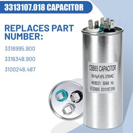 3313107.018 Capacitor Compatible for Dometic RV Air Conditioner,CBB65/CBB65A,370VAC,50+5uf+5%,Replaces 3316995.900,3316348.900,3100248.487