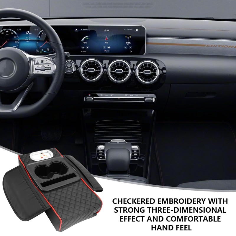 Universal Car Armrest Box, PU Leather Centre Console Pad with