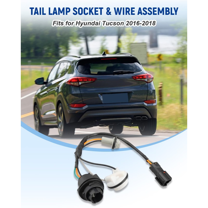 Quaneguzy Tail Lamp Socket and Wire Assembly Fit for Hyundai