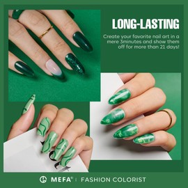 MEFA UV Nagellack, 6 Farben Grün Glitzer Farben 7 ML Soak Off UV LED Gel Nagellack Schellack Set für Gelnägel Nail Art Kit Maniküre Nageldesign Nägel Selber Machen