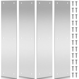 Blulu 4 Pcs Stainless Steel Door Push Plate 16 x 4 Inch Metal Plate with 24 Screws Door Kick Plates Door Protection Plate Brushed Doorplate for Interior Exterior Anti Scratch Resistant Accessories