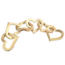 55cm Wooden 5 Heart Ornament Chain Knot Nordic Scandi Love Home Decor Accessories Gift