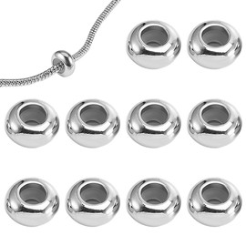 Pack of 10 Charms Stopper for Bracelet with Rubber Clip Stainless Steel Stopper Charms for Bead Charm Bracelet Pendant Spacer (Silver)